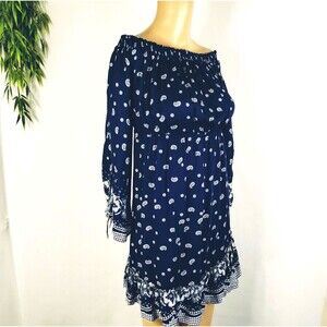 Smocked Paisley Boho Dress Size XS Long Kerchief Sleeve  Cottage Core Hippie